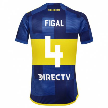 Kandiny Niño Camiseta Nicolás Figal #4 Azul Oscuro Amarillo 1ª Equipación 2023/24 La Camisa Chile