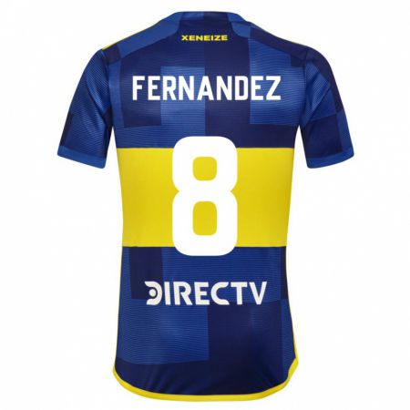 Kandiny Niño Camiseta Pol Fernández #8 Azul Oscuro Amarillo 1ª Equipación 2023/24 La Camisa Chile