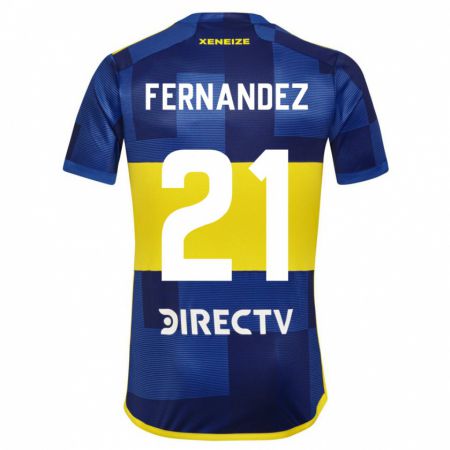 Kandiny Niño Camiseta Ezequiel Fernández #21 Azul Oscuro Amarillo 1ª Equipación 2023/24 La Camisa Chile