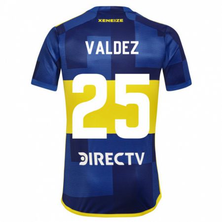 Kandiny Niño Camiseta Bruno Valdez #25 Azul Oscuro Amarillo 1ª Equipación 2023/24 La Camisa Chile