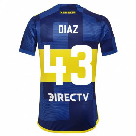 Kandiny Niño Camiseta Tomás Díaz #43 Azul Oscuro Amarillo 1ª Equipación 2023/24 La Camisa Chile