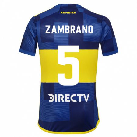 Kandiny Niño Camiseta Carlos Zambrano #5 Azul Oscuro Amarillo 1ª Equipación 2023/24 La Camisa Chile