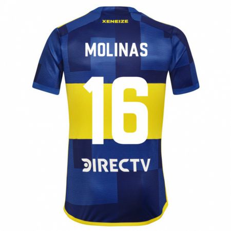 Kandiny Niño Camiseta Aaron Molinas #16 Azul Oscuro Amarillo 1ª Equipación 2023/24 La Camisa Chile