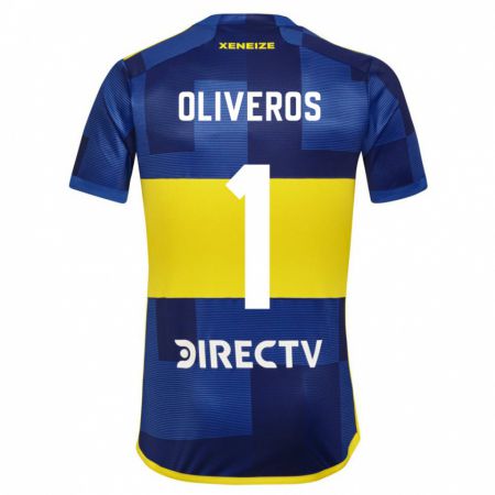 Kandiny Niño Camiseta Laurina Oliveros #1 Azul Oscuro Amarillo 1ª Equipación 2023/24 La Camisa Chile