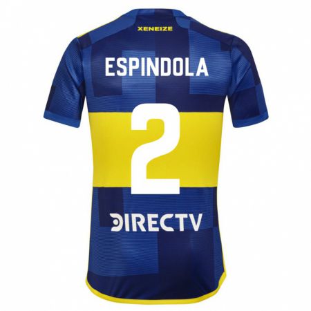 Kandiny Niño Camiseta Noelia Espindola #2 Azul Oscuro Amarillo 1ª Equipación 2023/24 La Camisa Chile