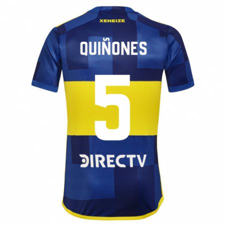 Kandiny Niño Camiseta Florencia Quiñones #5 Azul Oscuro Amarillo 1ª Equipación 2023/24 La Camisa Chile