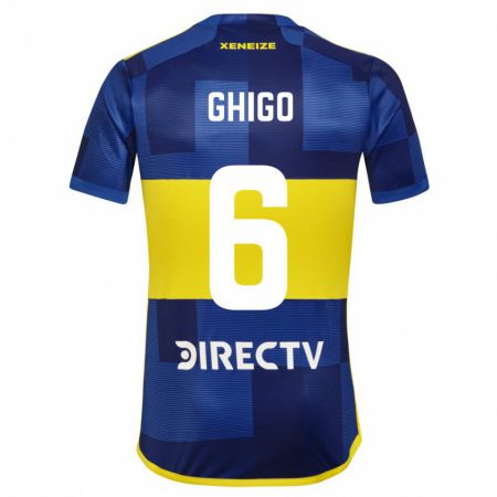 Kandiny Niño Camiseta Cecilia Ghigo #6 Azul Oscuro Amarillo 1ª Equipación 2023/24 La Camisa Chile