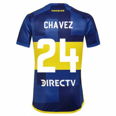 Kandiny Niño Camiseta Gabriela Chavez #24 Azul Oscuro Amarillo 1ª Equipación 2023/24 La Camisa Chile