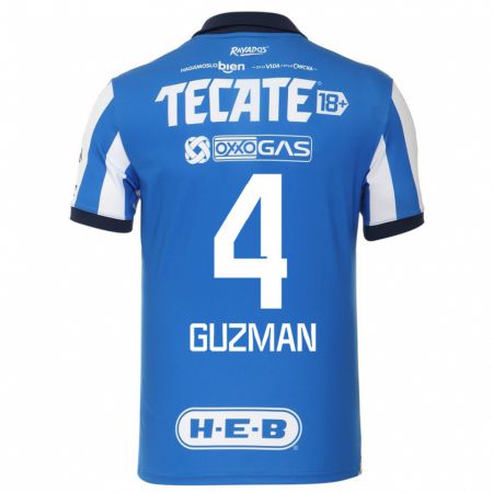 Kandiny Niño Camiseta Víctor Guzmán #4 Azul Blanco 1ª Equipación 2023/24 La Camisa Chile