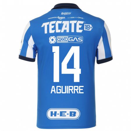 Kandiny Niño Camiseta Érick Aguirre #14 Azul Blanco 1ª Equipación 2023/24 La Camisa Chile