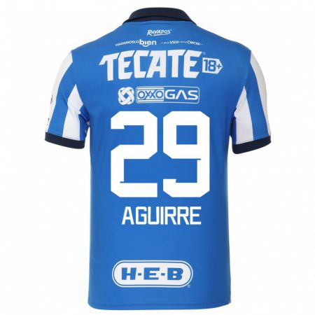 Kandiny Niño Camiseta Rodrigo Aguirre #29 Azul Blanco 1ª Equipación 2023/24 La Camisa Chile