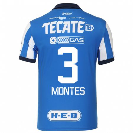 Kandiny Niño Camiseta Cesar Montes #3 Azul Blanco 1ª Equipación 2023/24 La Camisa Chile