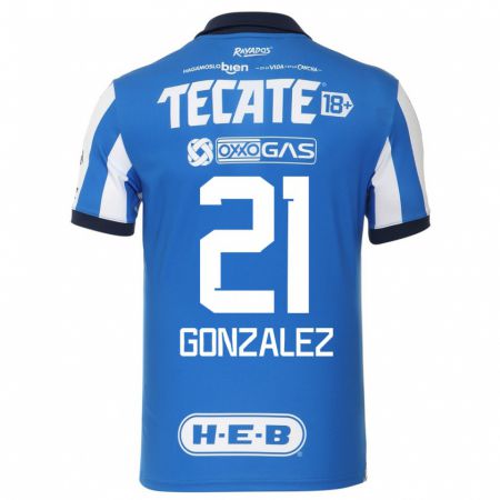 Kandiny Niño Camiseta Alfonso Gonzalez #21 Azul Blanco 1ª Equipación 2023/24 La Camisa Chile