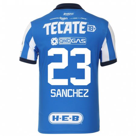 Kandiny Niño Camiseta Gustavo Sanchez #23 Azul Blanco 1ª Equipación 2023/24 La Camisa Chile