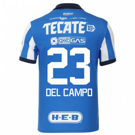Kandiny Niño Camiseta Valeria Del Campo #23 Azul Blanco 1ª Equipación 2023/24 La Camisa Chile