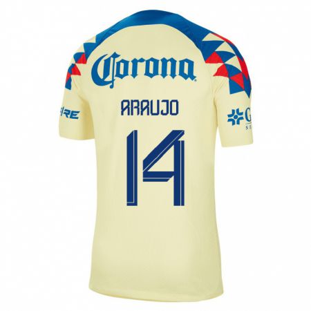 Kandiny Niño Camiseta Néstor Araújo #14 Amarillo 1ª Equipación 2023/24 La Camisa Chile