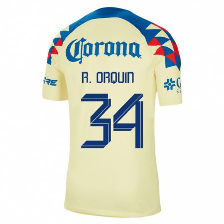 Kandiny Niño Camiseta Ralph Orquin #34 Amarillo 1ª Equipación 2023/24 La Camisa Chile
