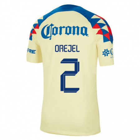 Kandiny Niño Camiseta Jocelyn Orejel #2 Amarillo 1ª Equipación 2023/24 La Camisa Chile