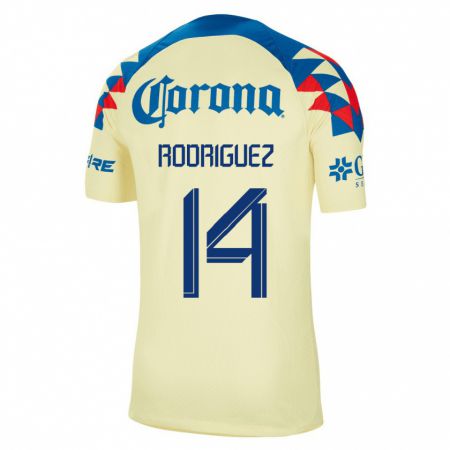 Kandiny Niño Camiseta Monica Rodriguez #14 Amarillo 1ª Equipación 2023/24 La Camisa Chile