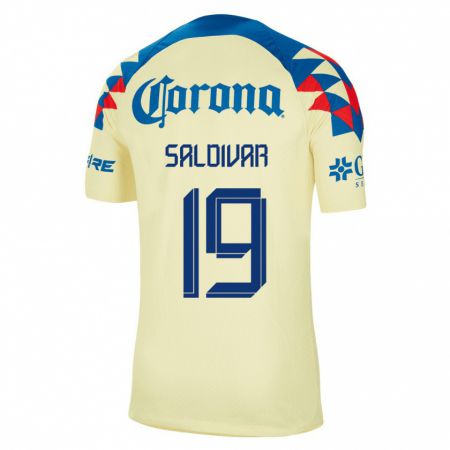 Kandiny Niño Camiseta Montserrat Saldivar #19 Amarillo 1ª Equipación 2023/24 La Camisa Chile
