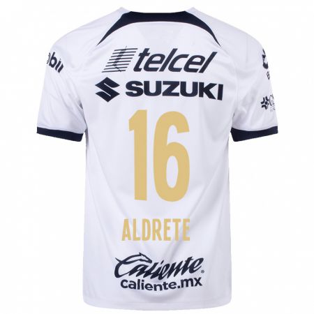 Kandiny Niño Camiseta Adrián Aldrete #16 Blanco 1ª Equipación 2023/24 La Camisa Chile