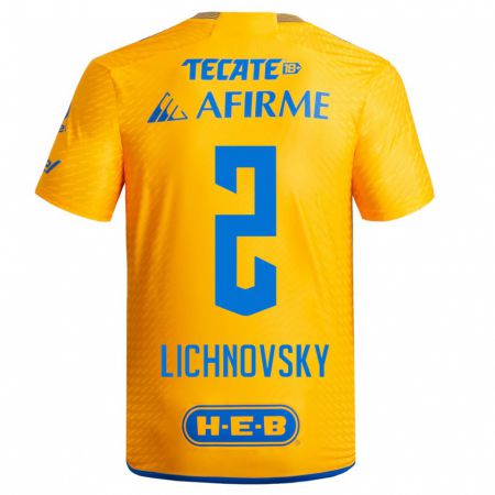 Kandiny Niño Camiseta Igor Lichnovsky #2 Amarillo 1ª Equipación 2023/24 La Camisa Chile