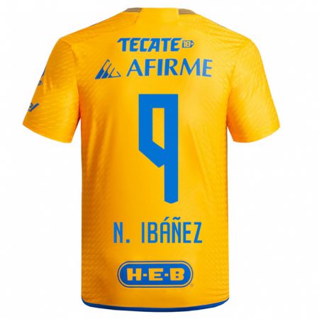 Kandiny Niño Camiseta Nicolás Ibáñez #9 Amarillo 1ª Equipación 2023/24 La Camisa Chile