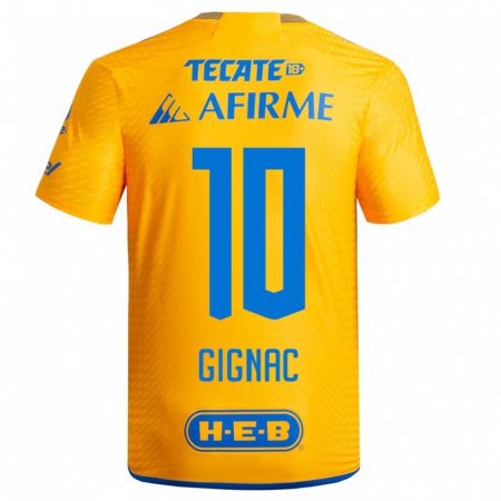 Kandiny Niño Camiseta André-Pierre Gignac #10 Amarillo 1ª Equipación 2023/24 La Camisa Chile