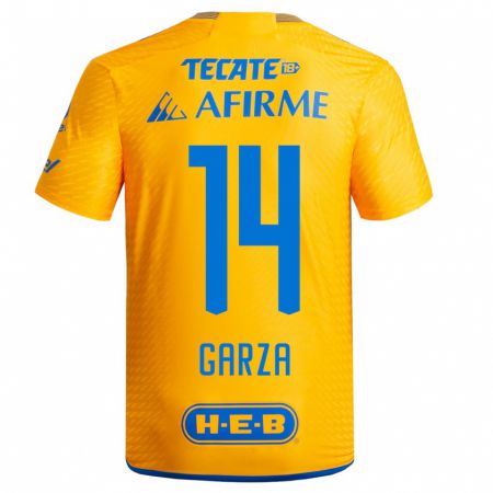 Kandiny Niño Camiseta Jesús Garza #14 Amarillo 1ª Equipación 2023/24 La Camisa Chile