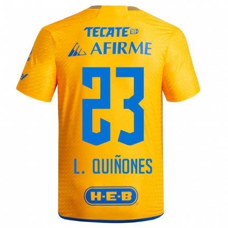 Kandiny Niño Camiseta Luis Quiñones #23 Amarillo 1ª Equipación 2023/24 La Camisa Chile