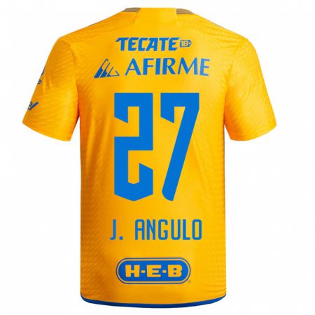 Kandiny Niño Camiseta Jesús Angulo #27 Amarillo 1ª Equipación 2023/24 La Camisa Chile