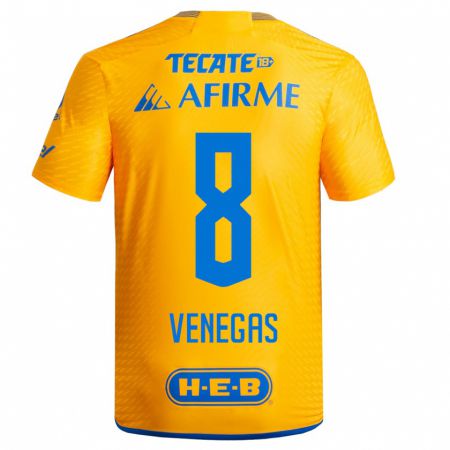 Kandiny Niño Camiseta Francisco Venegas #8 Amarillo 1ª Equipación 2023/24 La Camisa Chile