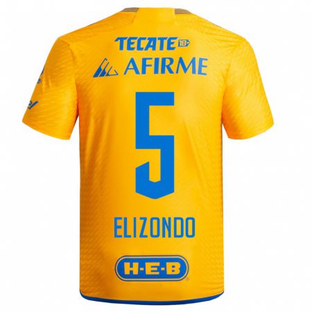 Kandiny Niño Camiseta Fernanda Elizondo #5 Amarillo 1ª Equipación 2023/24 La Camisa Chile