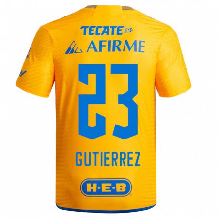 Kandiny Niño Camiseta Jana Gutierrez #23 Amarillo 1ª Equipación 2023/24 La Camisa Chile