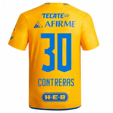 Kandiny Niño Camiseta Lizeth Contreras #30 Amarillo 1ª Equipación 2023/24 La Camisa Chile