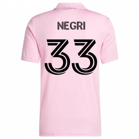 Kandiny Niño Camiseta Franco Negri #33 Rosa 1ª Equipación 2023/24 La Camisa Chile