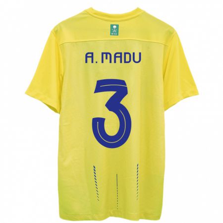 Kandiny Niño Camiseta Abdullah Madu #3 Amarillo 1ª Equipación 2023/24 La Camisa Chile