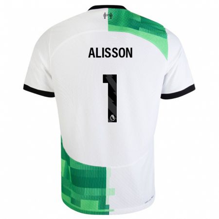 Kandiny Niño Camiseta Alisson #1 Blanco Verde 2ª Equipación 2023/24 La Camisa Chile