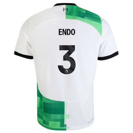 Kandiny Niño Camiseta Wataru Endo #3 Blanco Verde 2ª Equipación 2023/24 La Camisa Chile