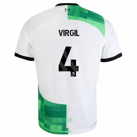 Kandiny Niño Camiseta Virgil Van Dijk #4 Blanco Verde 2ª Equipación 2023/24 La Camisa Chile