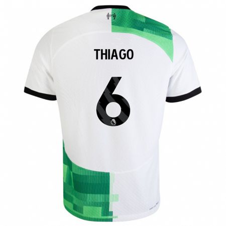 Kandiny Niño Camiseta Thiago #6 Blanco Verde 2ª Equipación 2023/24 La Camisa Chile