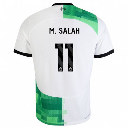 Kandiny Niño Camiseta Mohamed Salah #11 Blanco Verde 2ª Equipación 2023/24 La Camisa Chile