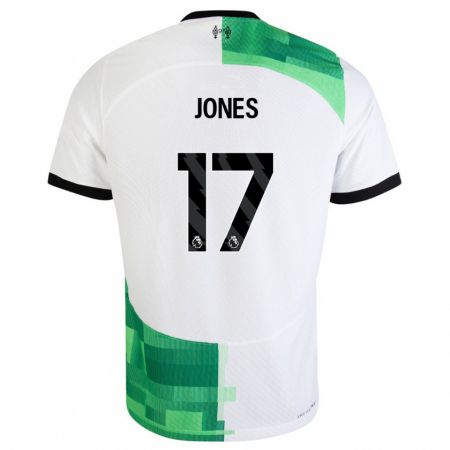 Kandiny Niño Camiseta Curtis Jones #17 Blanco Verde 2ª Equipación 2023/24 La Camisa Chile