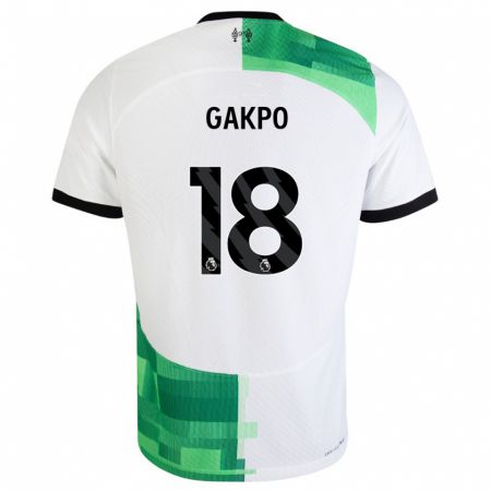Kandiny Niño Camiseta Cody Gakpo #18 Blanco Verde 2ª Equipación 2023/24 La Camisa Chile