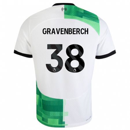 Kandiny Niño Camiseta Ryan Gravenberch #38 Blanco Verde 2ª Equipación 2023/24 La Camisa Chile