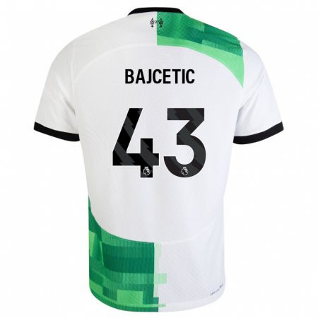 Kandiny Niño Camiseta Stefan Bajcetic #43 Blanco Verde 2ª Equipación 2023/24 La Camisa Chile