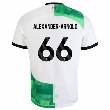 Kandiny Niño Camiseta Trent Alexander-Arnold #66 Blanco Verde 2ª Equipación 2023/24 La Camisa Chile