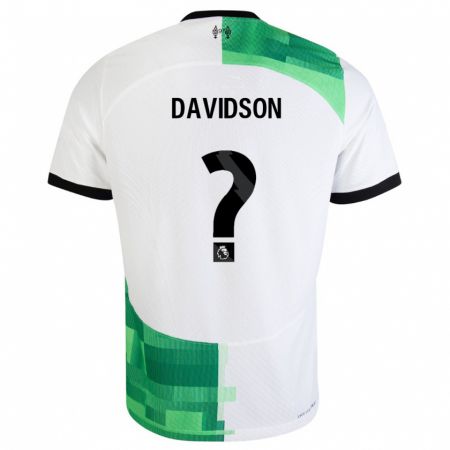 Kandiny Niño Camiseta Josh Davidson #0 Blanco Verde 2ª Equipación 2023/24 La Camisa Chile