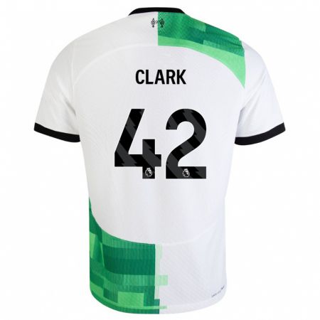 Kandiny Niño Camiseta Bobby Clark #42 Blanco Verde 2ª Equipación 2023/24 La Camisa Chile