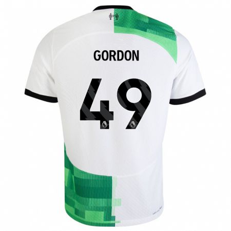 Kandiny Niño Camiseta Kaide Gordon #49 Blanco Verde 2ª Equipación 2023/24 La Camisa Chile